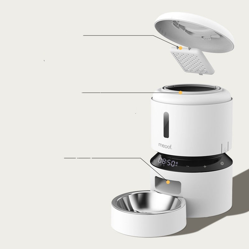 Capsule Style Automatic Pet Feeder With Double Bowl