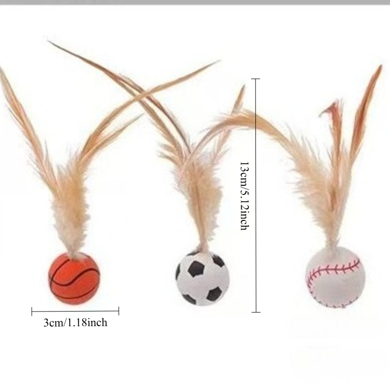 Pet Interactive Feather Bouncy Ball Self Entertainment Toy