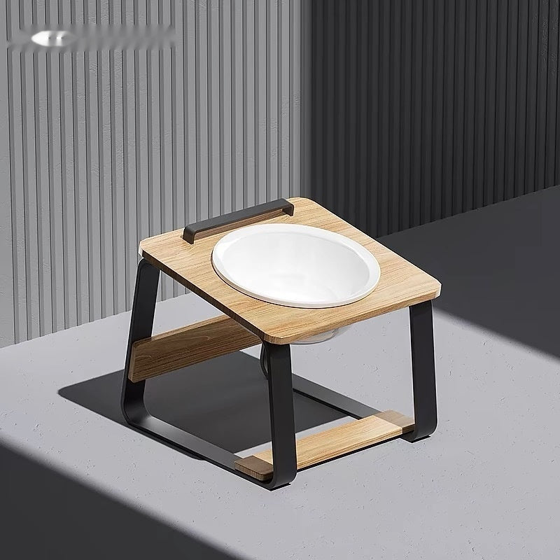 Ceramic Double Bowl Pet Feeder With Neck Support
