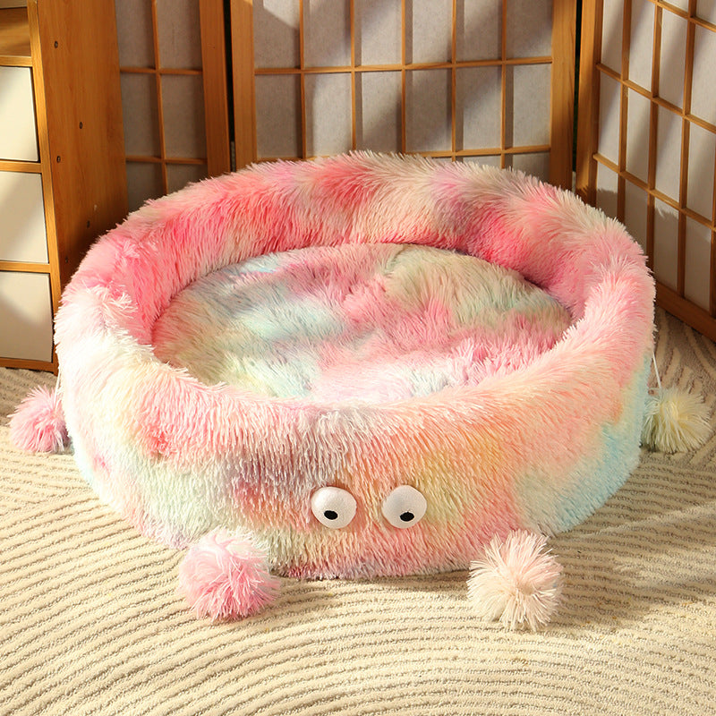 Winter Warm Cute Monster Style Pet Round Nest Bed