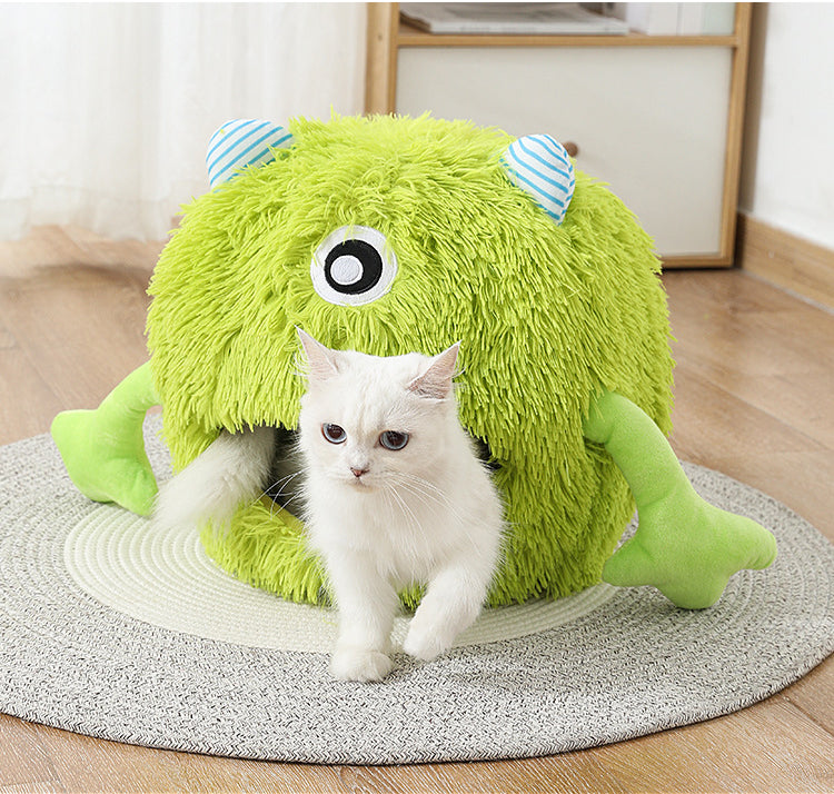 Pet Fluffy Round Calming Soft Plush Bed