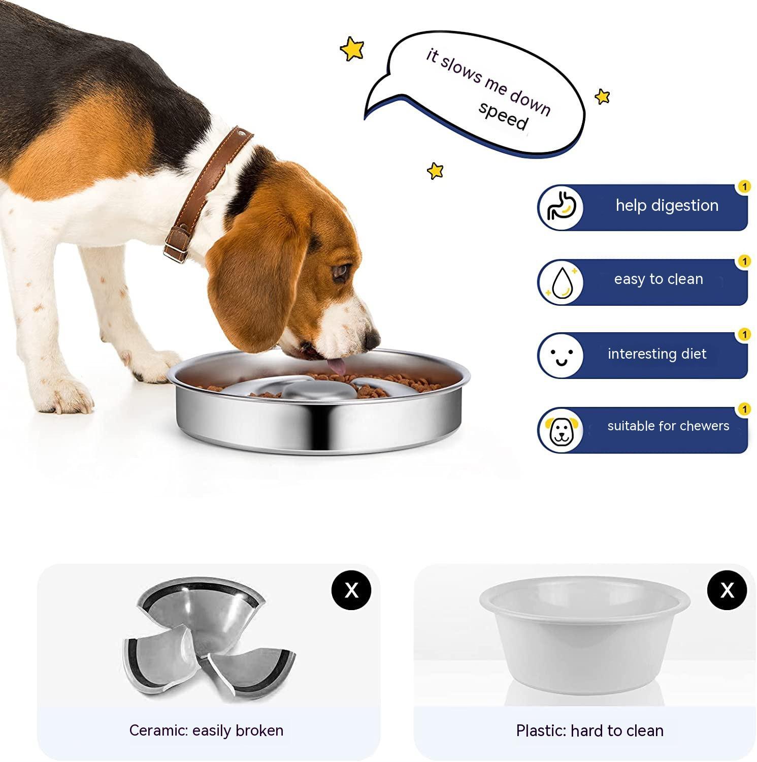 Stainless Steel Pet Slow Feeding Bowl Neck Protector