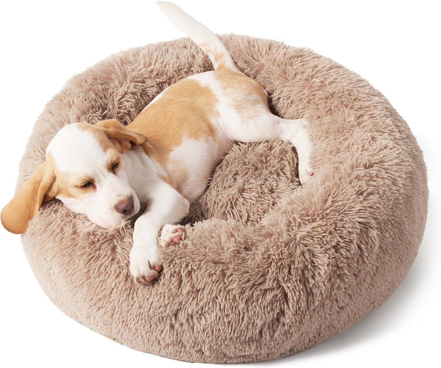 Indoor Solid Color Non Slip Fluffy Round Pet Bed