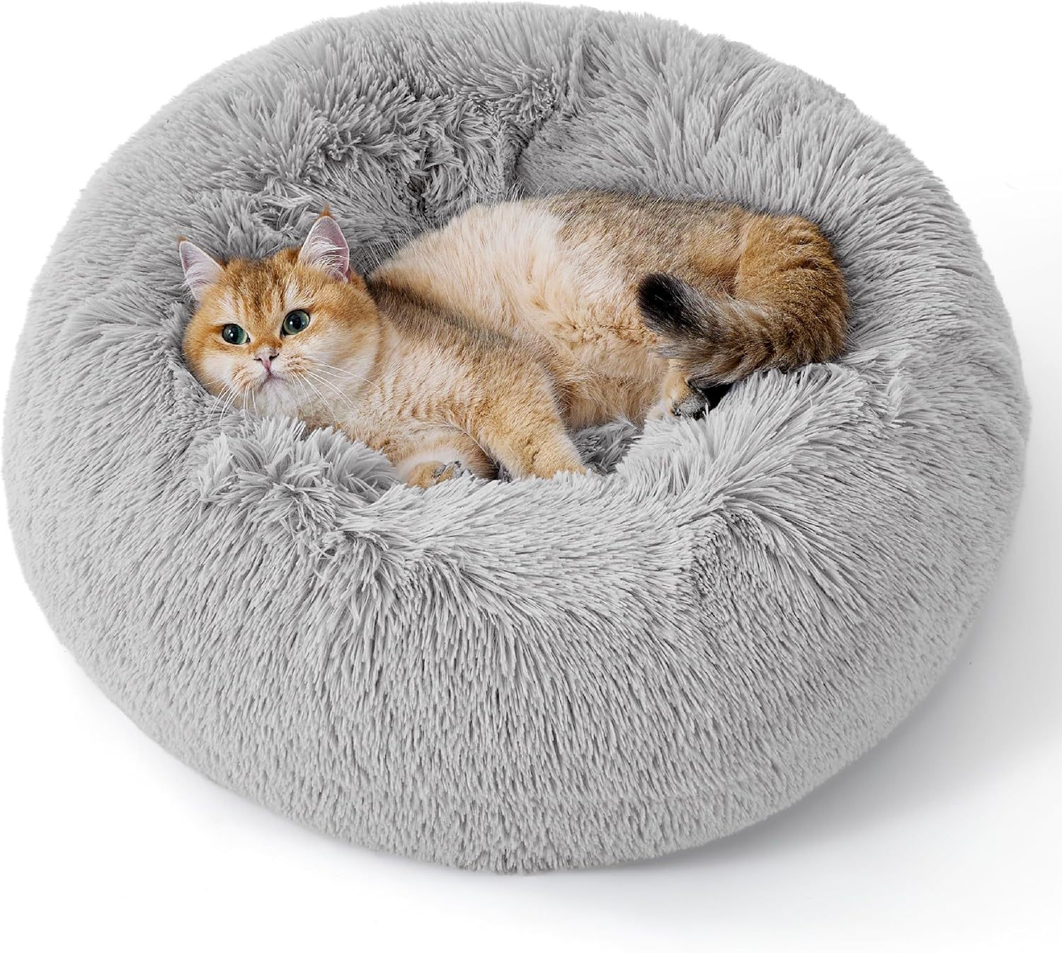 Indoor Solid Color Non Slip Fluffy Round Pet Bed