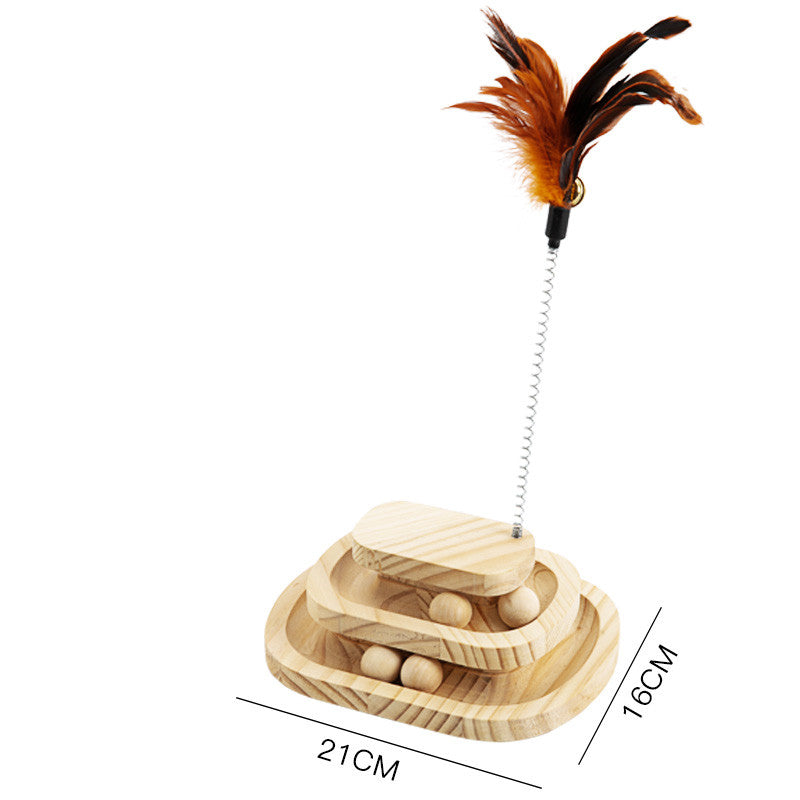 Pet Solid Wood Turntable Bite Resistant Interactive Toy