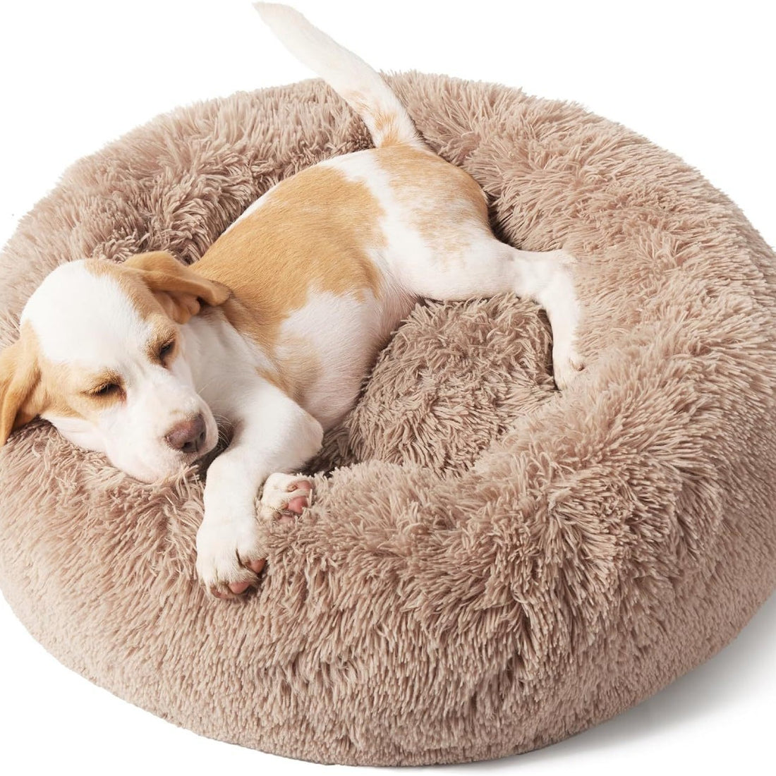 Indoor Solid Color Non Slip Fluffy Round Pet Bed