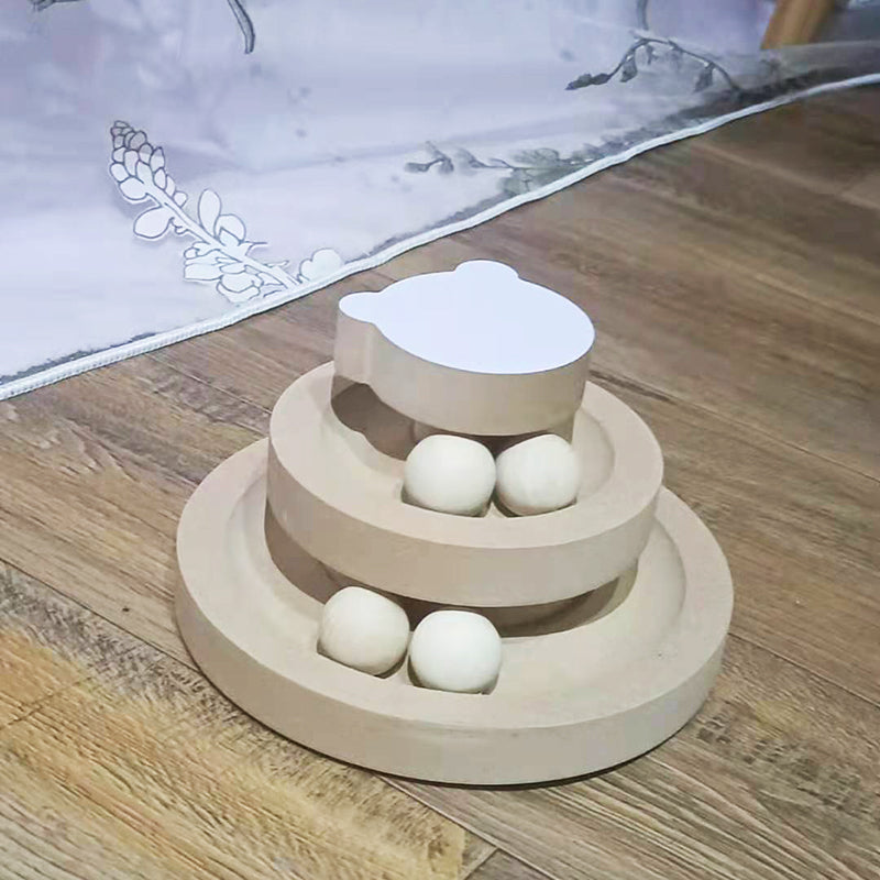 Pet Solid Wood Turntable Bite Resistant Interactive Toy