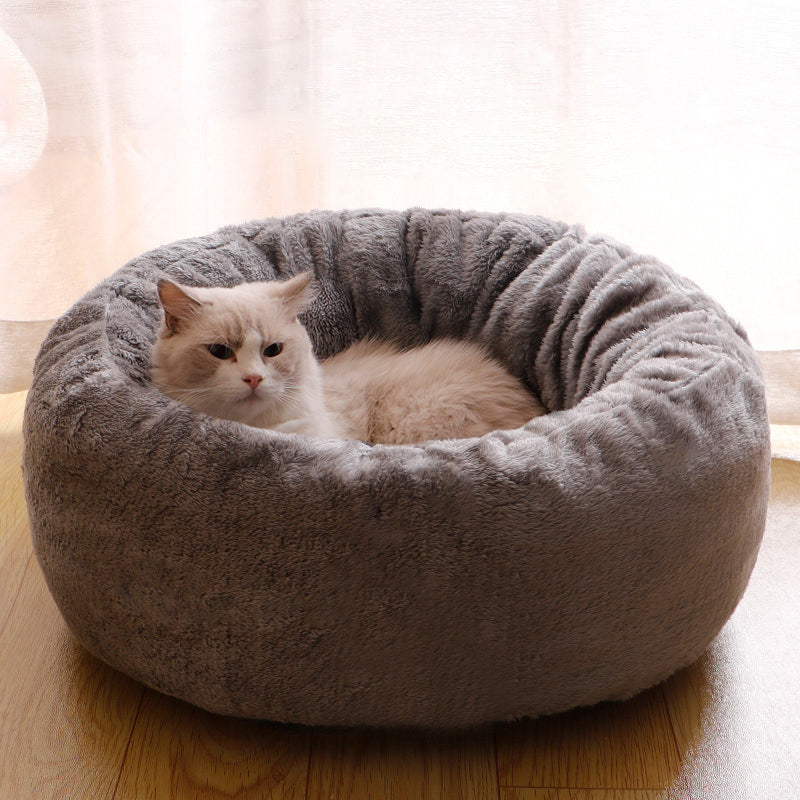 Plush Donut Round Pet Bed Warm Cushion Mat