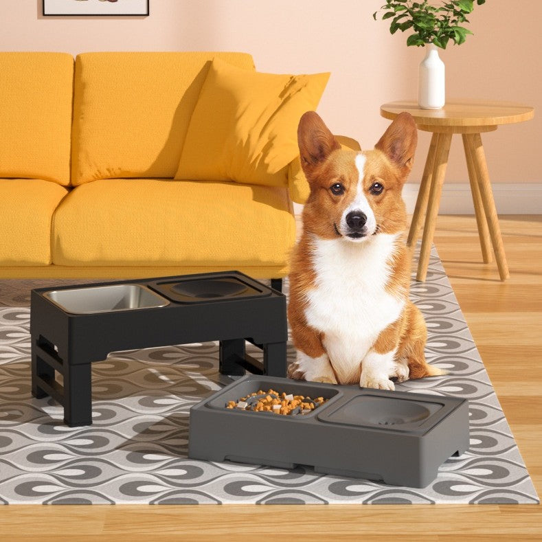 Adjustable Height Stainless Steel Pet Double Bowl Feeding Stand